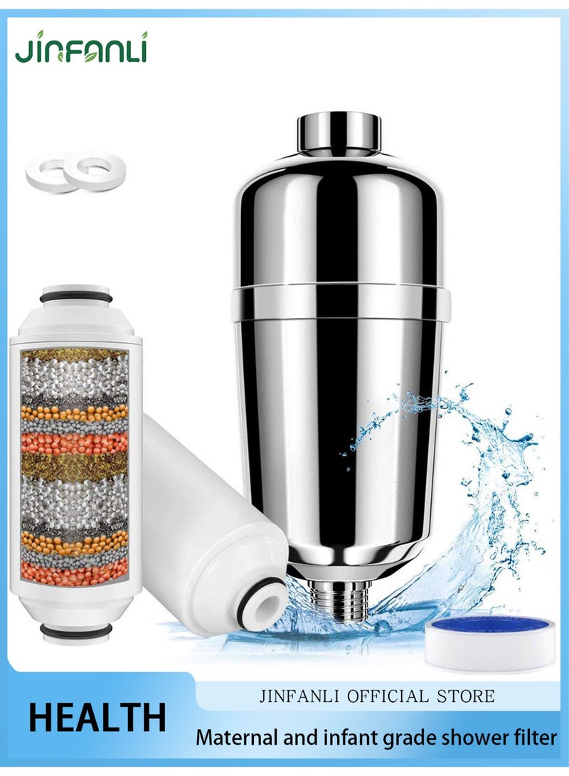 JINFANLI shower filter, 16-stage hard water shower head filter, shower water filter, shower head filter that removes chlorine and fluoride - Image 1